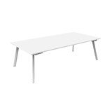 RAPIDLINE ETERNITY MEETING AND BOARDROOM TABLE RECTANGLE 2100 X 750 X 730MM WHITE TOP AND WHITE SATIN BASE