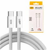 BRAIDED USBC TO USBC 3A60W FAST CHARGE CABLE 1M WHITE