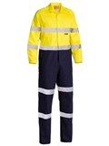 BISLEY BC6357T HI VIS COTTON DRILL COVERALL WITH REFLECTIVE TAPE YELLOWNAVY  SIZE 82R