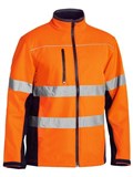 BISLEY BJ6059T HI VIS SOFT SHELL JACKET WITH REFLECTIVE TAPE  ORANGENAVY  SIZE 2XL