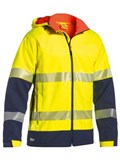 BISLEY 2TONE HIVIS RIPSTOP SOFT SHELL JACKET WITH TAPE  YELLOWNAVY  EXTRA SMALL
