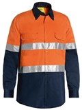 BISLEY BS6696T HIVIS LIGHTWEIGHT COTTON DRILL SHIRT WITH REFLECTIVE TAPE  ORANGENAVY  SIZE 2XL