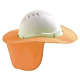 HARD HAT BRIM WITH NECK FLAP TO SUIT V6  V9 HARD HATS  FLURO ORANGE