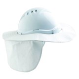 HARD HAT BRIM WITH NECK FLAP TO SUIT V6  V9 HARD HATS  WHITE