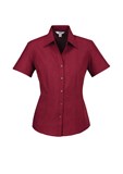BIZ COLLECTION LADIES PLAIN OASIS SHORT SLEEVE SHIRT  CHERRY  SIZE 16