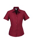 BIZ COLLECTION LADIES PLAIN OASIS SHORT SLEEVE SHIRT  CHERRY  SIZE 8