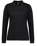 BIZ COLLECTION LADIES ACTION LONG SLEEVE POLO  BLACK  SIZE 16