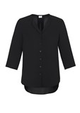 BIZ COLLECTION LILY WOMENS LONGLINE BLOUSE  BLACK  SIZE 22