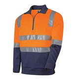 TRU HIVIS 2 TONED 14 ZIP FLEECE JUMPER WITH REFLECTIVE TAPE  ORANGENAVY  SIZE SMALL