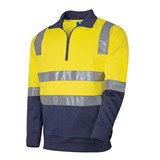 TRU HIVIS 2 TONED 14 ZIP FLEECE JUMPER WITH REFLECTIVE TAPE  YELLOWNAVY  SIZE 2XL